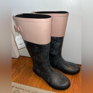 Stylish Pink and Black Women's Rain Boots